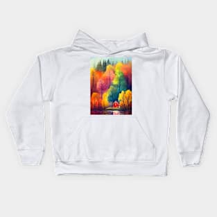 Colorful Autumn Landscape Watercolor 4 Kids Hoodie